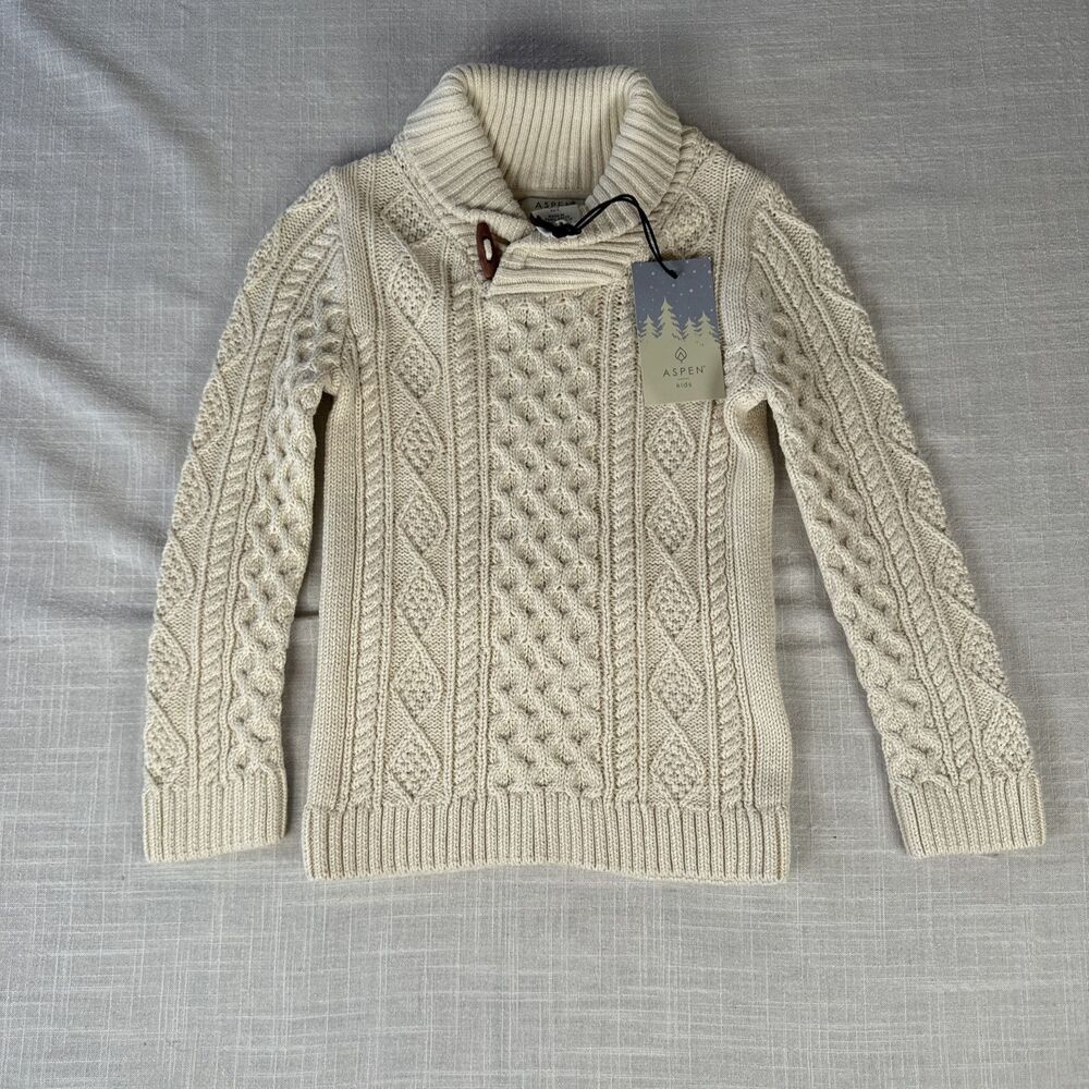 Aspen Kids Cream Cable Knit Sweater For Children Size 5T 100% Cotton New w/ Tags